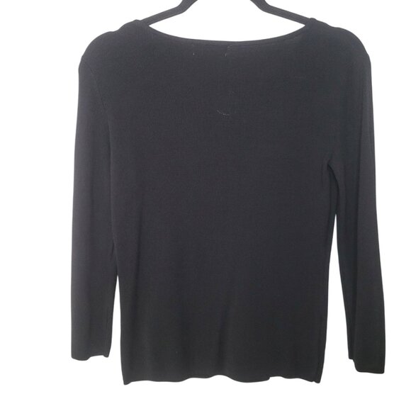 90s/00s Vintage Notations Black Long Sleeve Scoop Neck Rib Knit Top size small - Picture 4 of 4